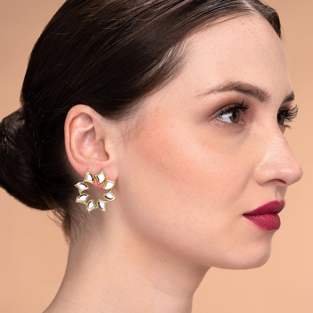 Amara Mirror Bloom Earrings - Isharya | Modern Indian Jewelry
