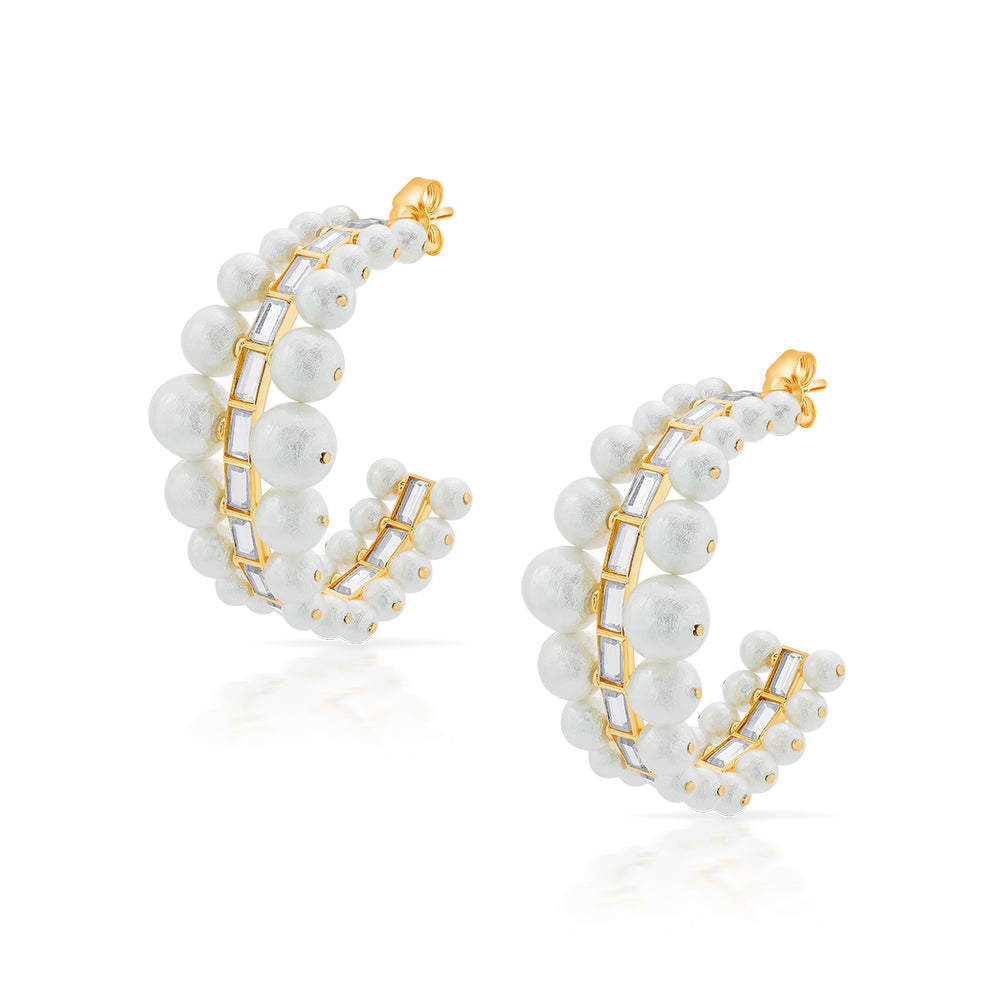 Amara Double Pearl Hoop Earrings