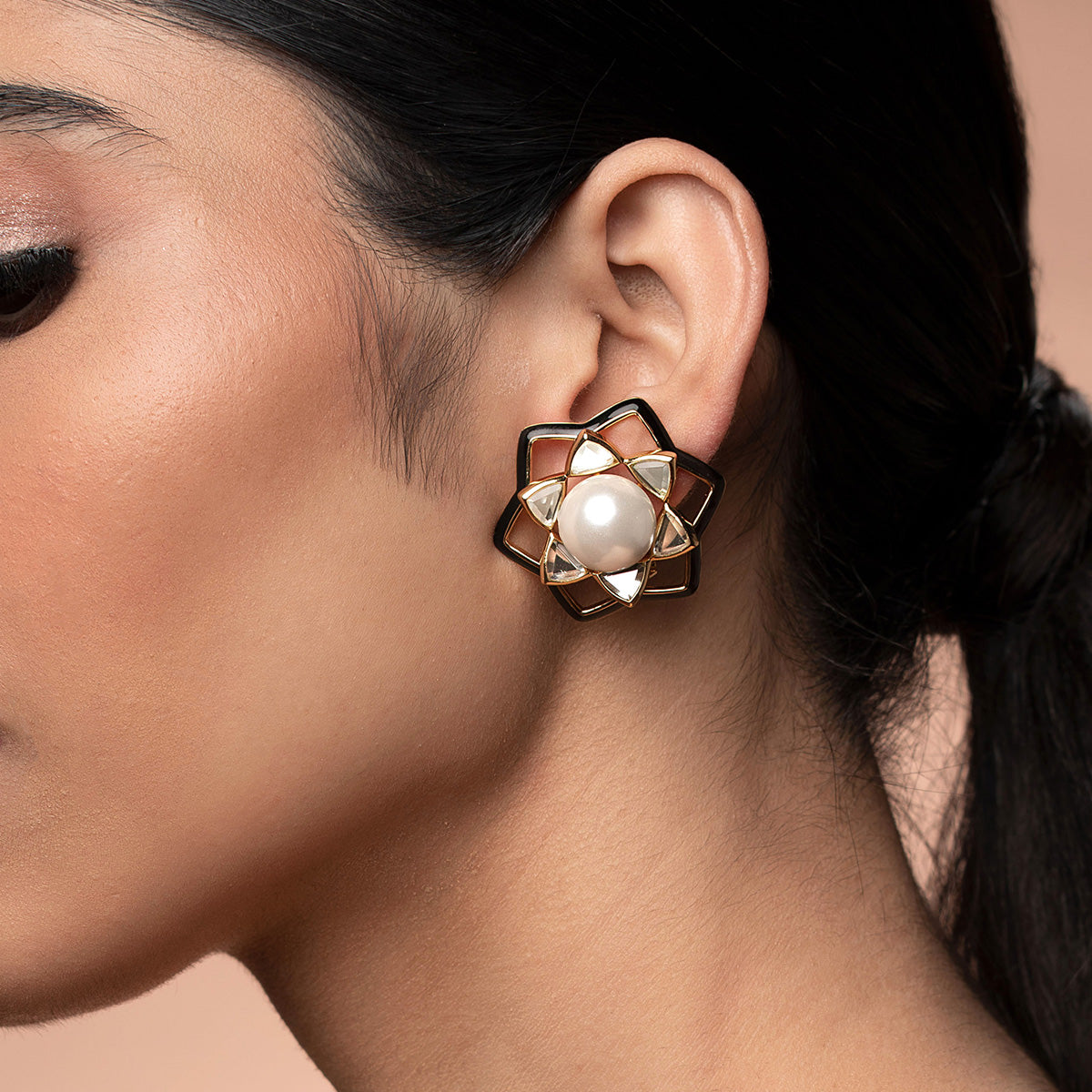 Amina Midnight Pearl Earrings - Isharya | Modern Indian Jewelry