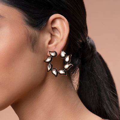 Amina Enamel Mirror Earrings - Isharya | Modern Indian Jewelry