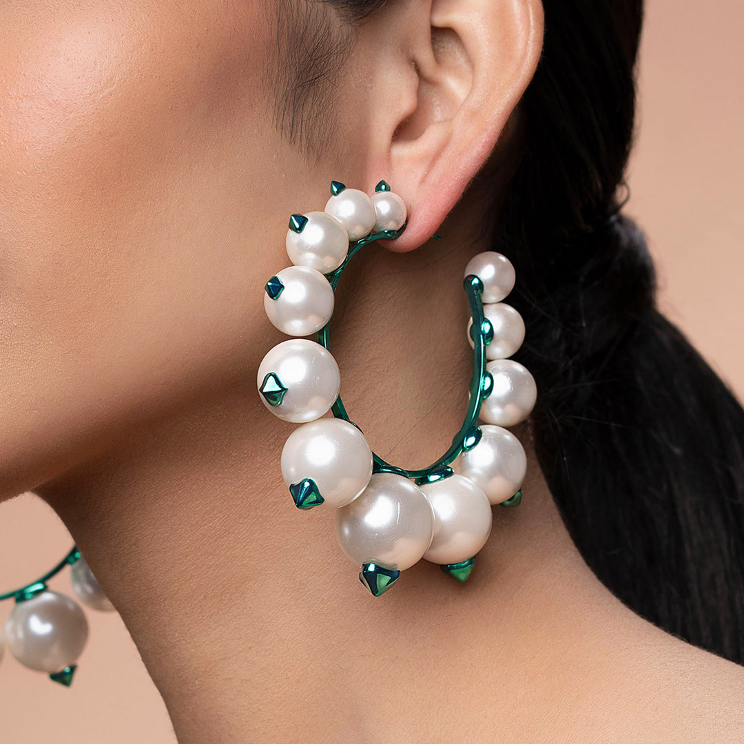 Zeenat Pearl Hoops - Isharya | Modern Indian Jewelry