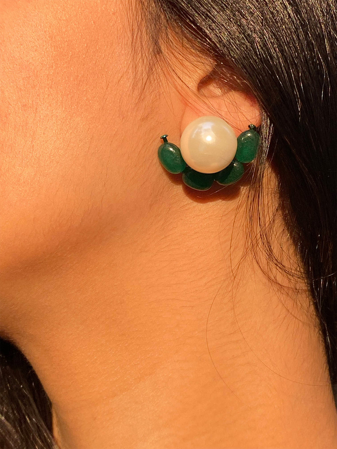 Zeenat Pearl Stud Earrings - Isharya | Modern Indian Jewelry