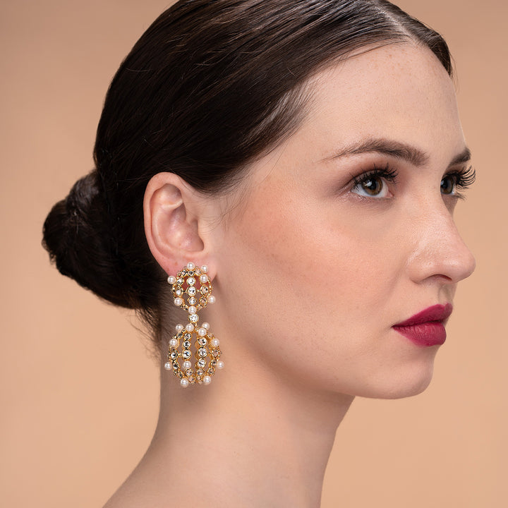 Amara Double Lattice Earrings - Isharya | Modern Indian Jewelry