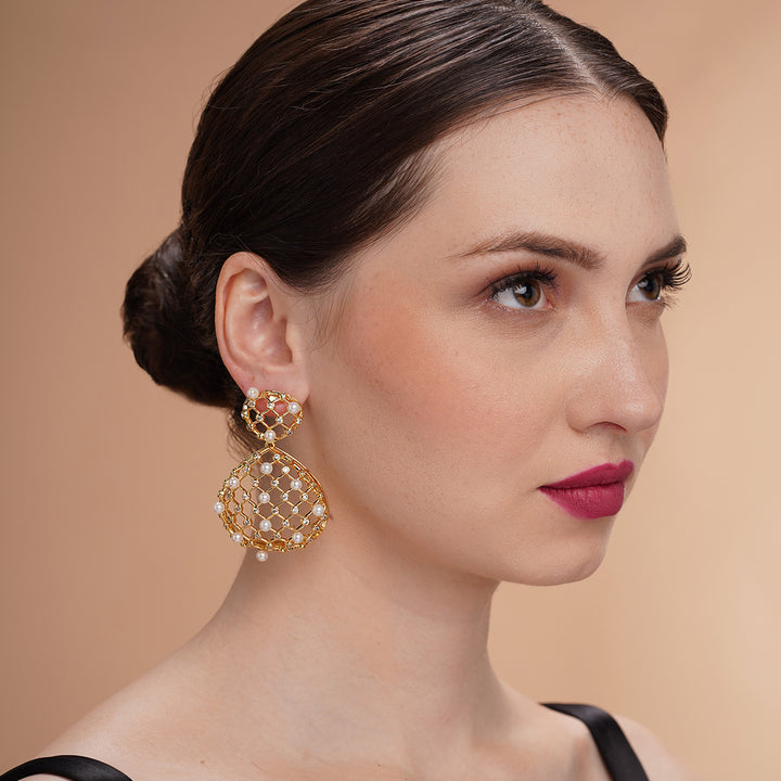 Amara Lattice Drop Earrings - Isharya | Modern Indian Jewelry