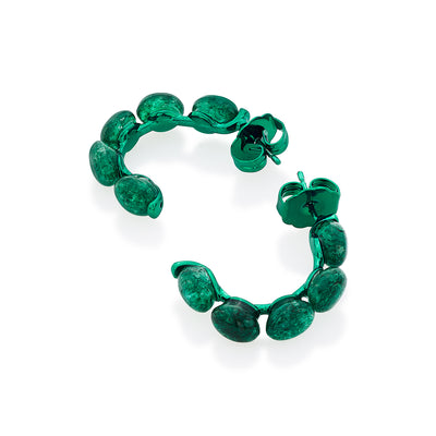 Sultana Green Quartz Hoop Earrings - Isharya | Modern Indian Jewelry
