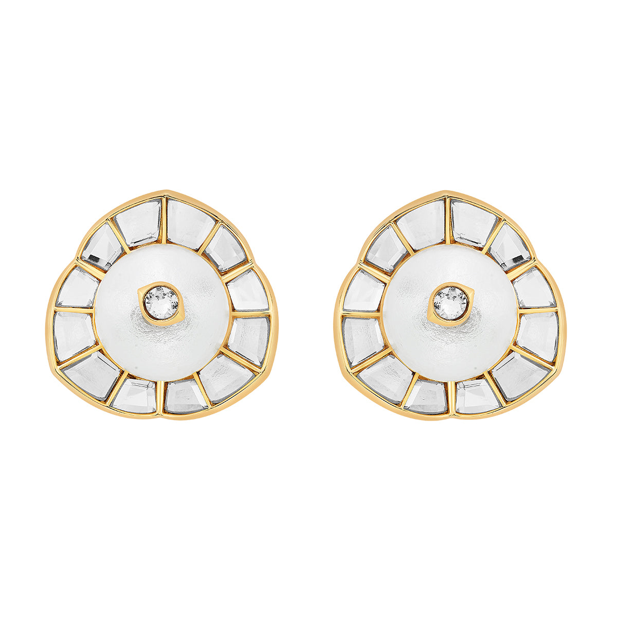 Amara Pearl Circle Stud Earrings - Isharya | Modern Indian Jewelry