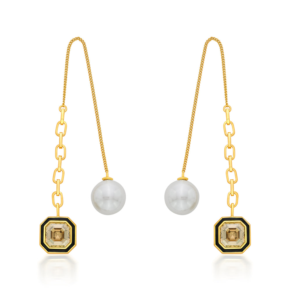 Bougie Crystal & Pearl Threader Earrings