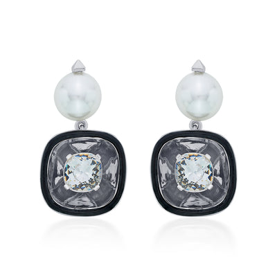 Bougie Glory Wrap Crystal & Pearl Earrings - Isharya | Modern Indian Jewelry