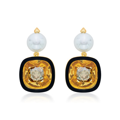 Bling Glory Wrap Crystal & Pearl Earrings - Isharya | Modern Indian Jewelry