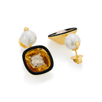 Bling Glory Wrap Crystal & Pearl Earrings - Isharya | Modern Indian Jewelry