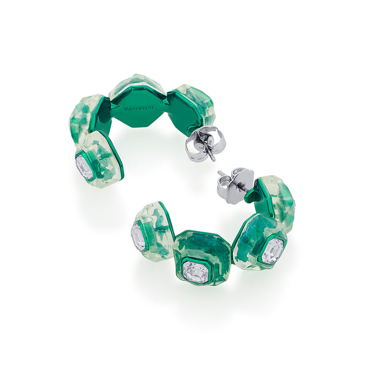 B-dazzle Infinity Cut Green Crystal Hoops