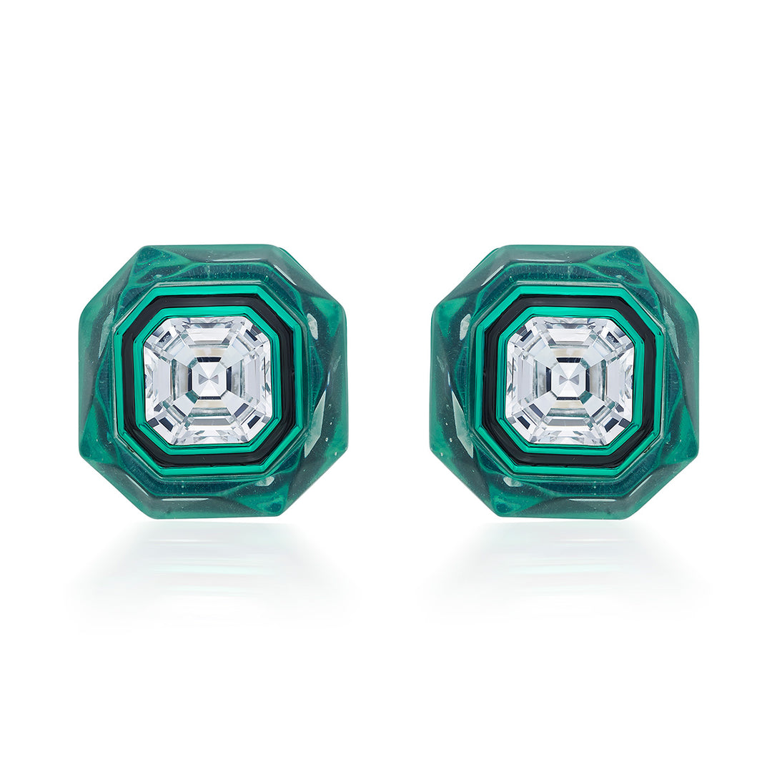 B-dazzle Infinity Cut Green Crystal Studs