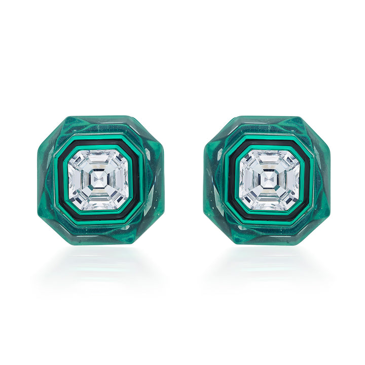 B-dazzle Infinity Cut Green Crystal Studs