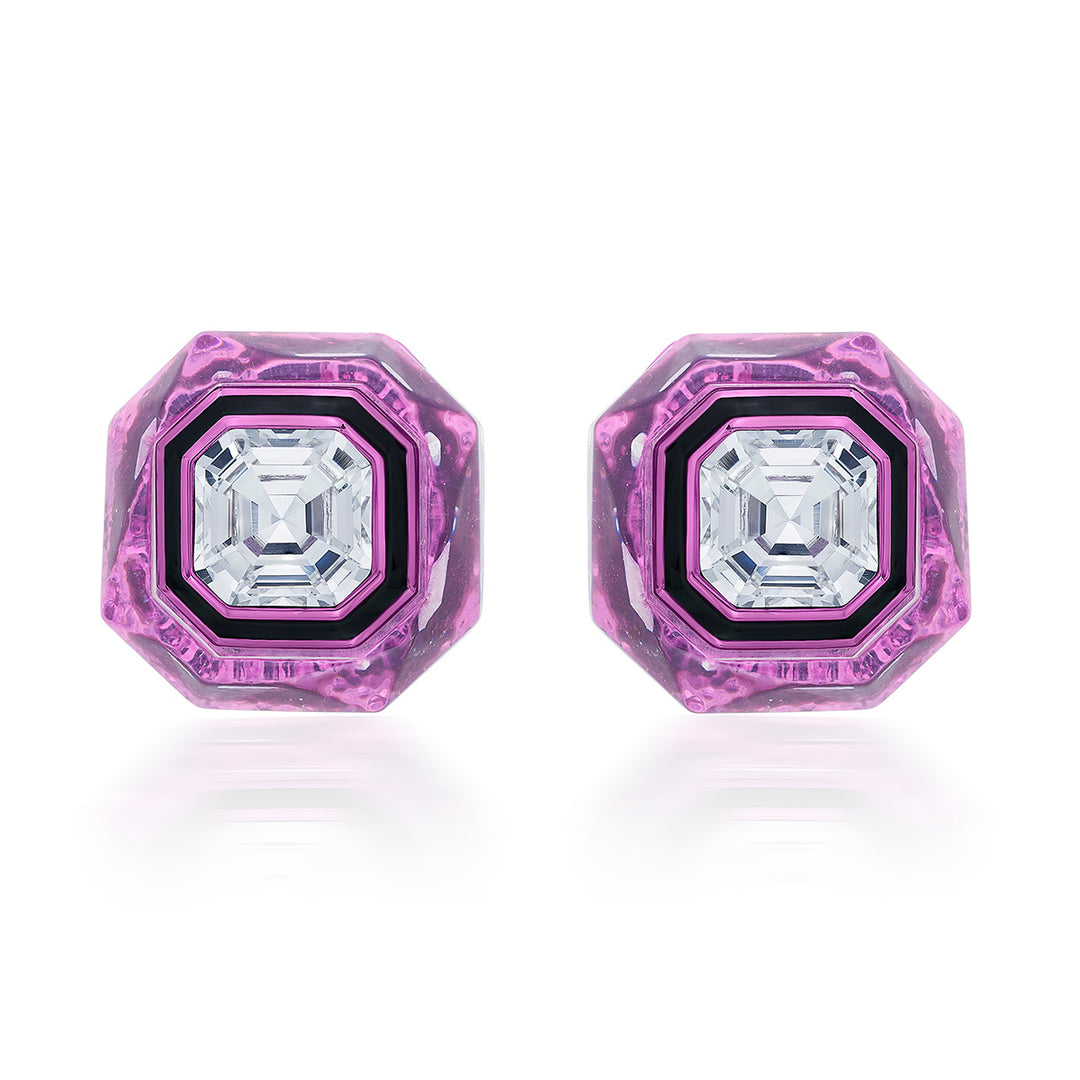 Bisou Infinity Cut Pink Crystal Studs - Isharya | Modern Indian Jewelry