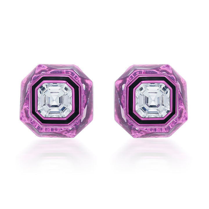 Bisou Infinity Cut Pink Crystal Studs - Isharya | Modern Indian Jewelry