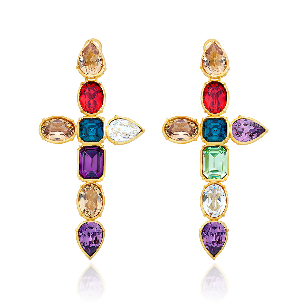 18kt black Gold Multi color Dangling Earrings - Color Stone Earring -  Earrings - Fashion Jewelry