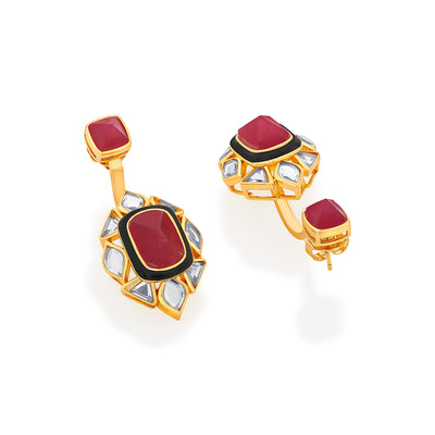 Begum Haute Pink Duplet Earrings - Isharya | Modern Indian Jewelry