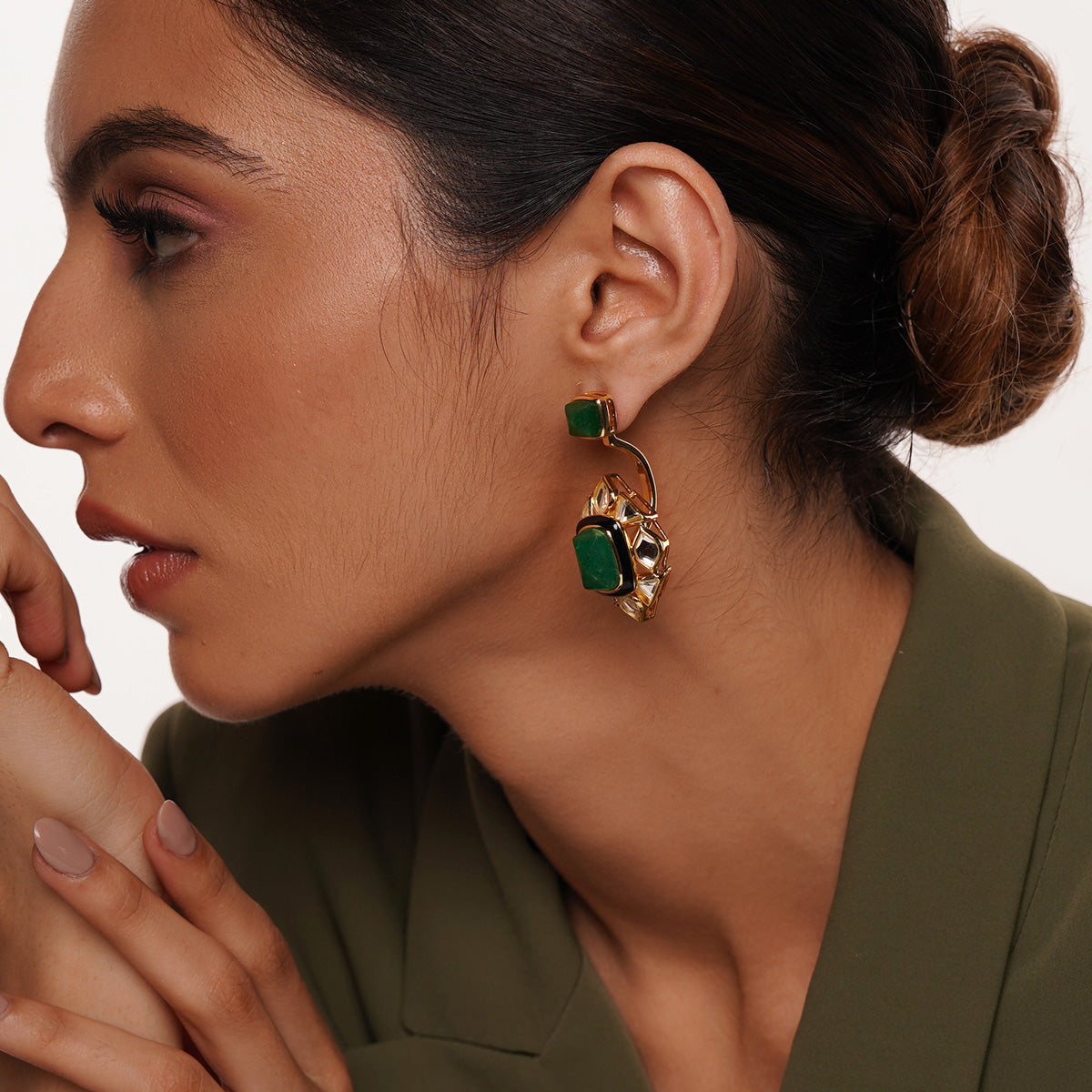 Begum Haute Evergreen Duplet Earrings - Isharya | Modern Indian Jewelry