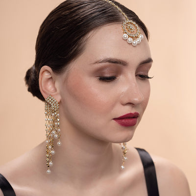 Amara Pearl CZ Maangtikka - Isharya | Modern Indian Jewelry