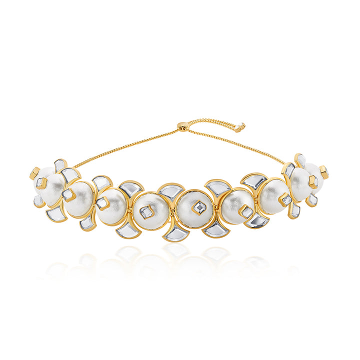 Amara Mirror Pearl Choker Necklace - Isharya | Modern Indian Jewelry