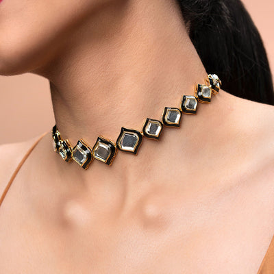Amina Mirror Choker Necklace - Isharya | Modern Indian Jewelry