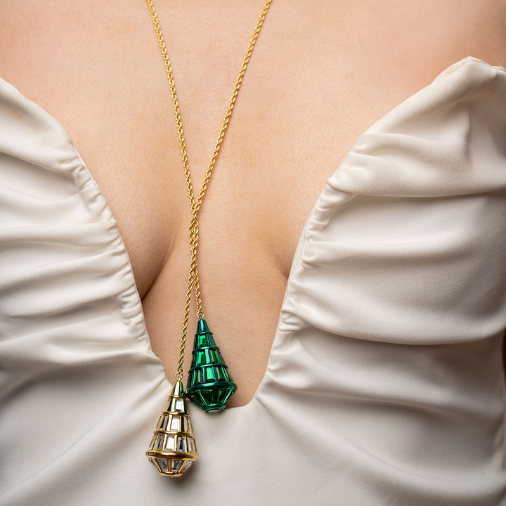 Sultana Green Mirror Necklace