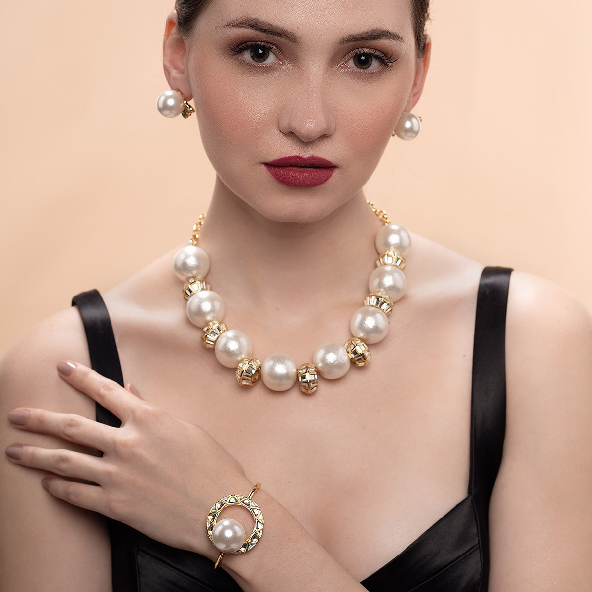 Amara Pearl Mirror Necklace - Isharya | Modern Indian Jewelry