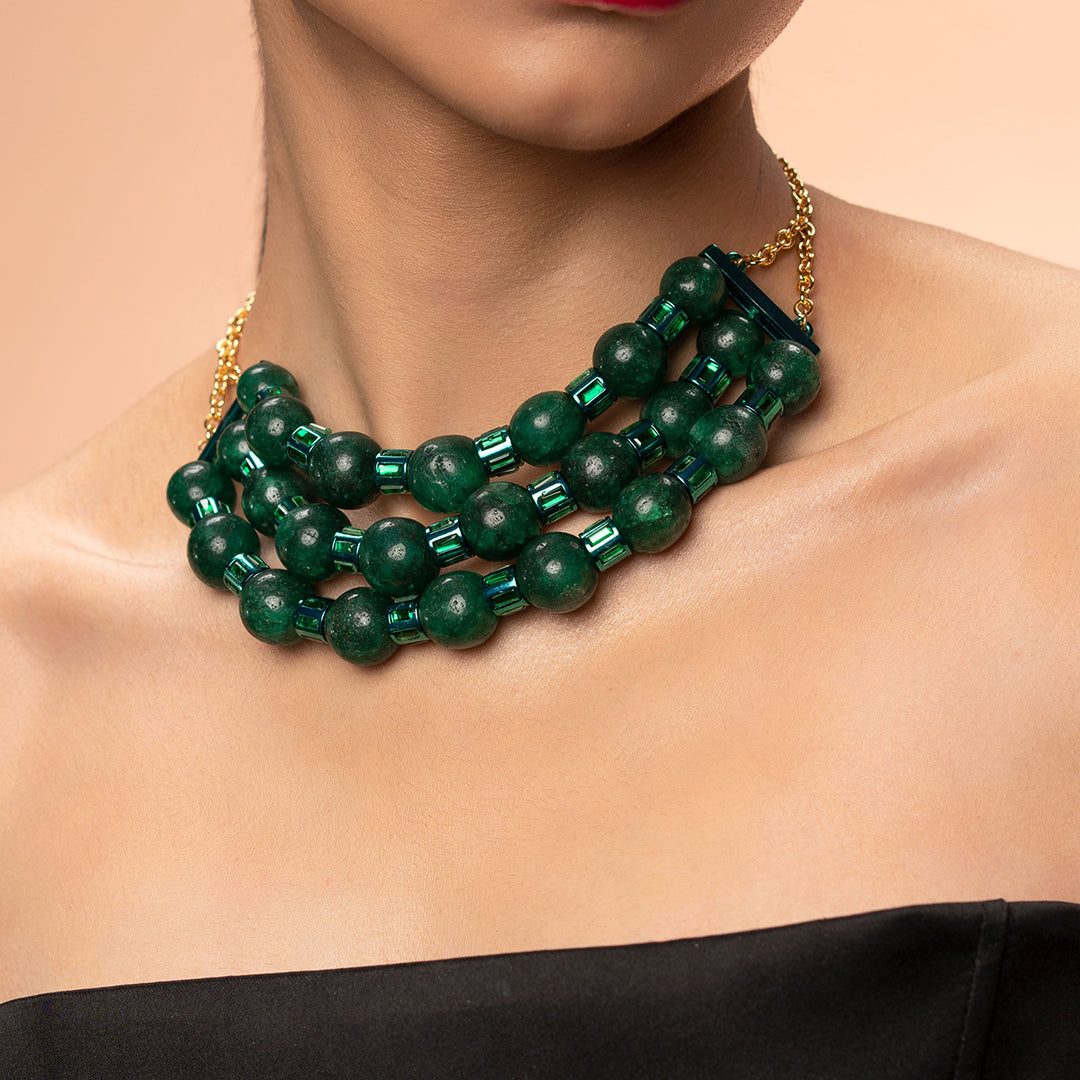 Sultana Green Quartz Choker Necklace - Isharya | Modern Indian Jewelry