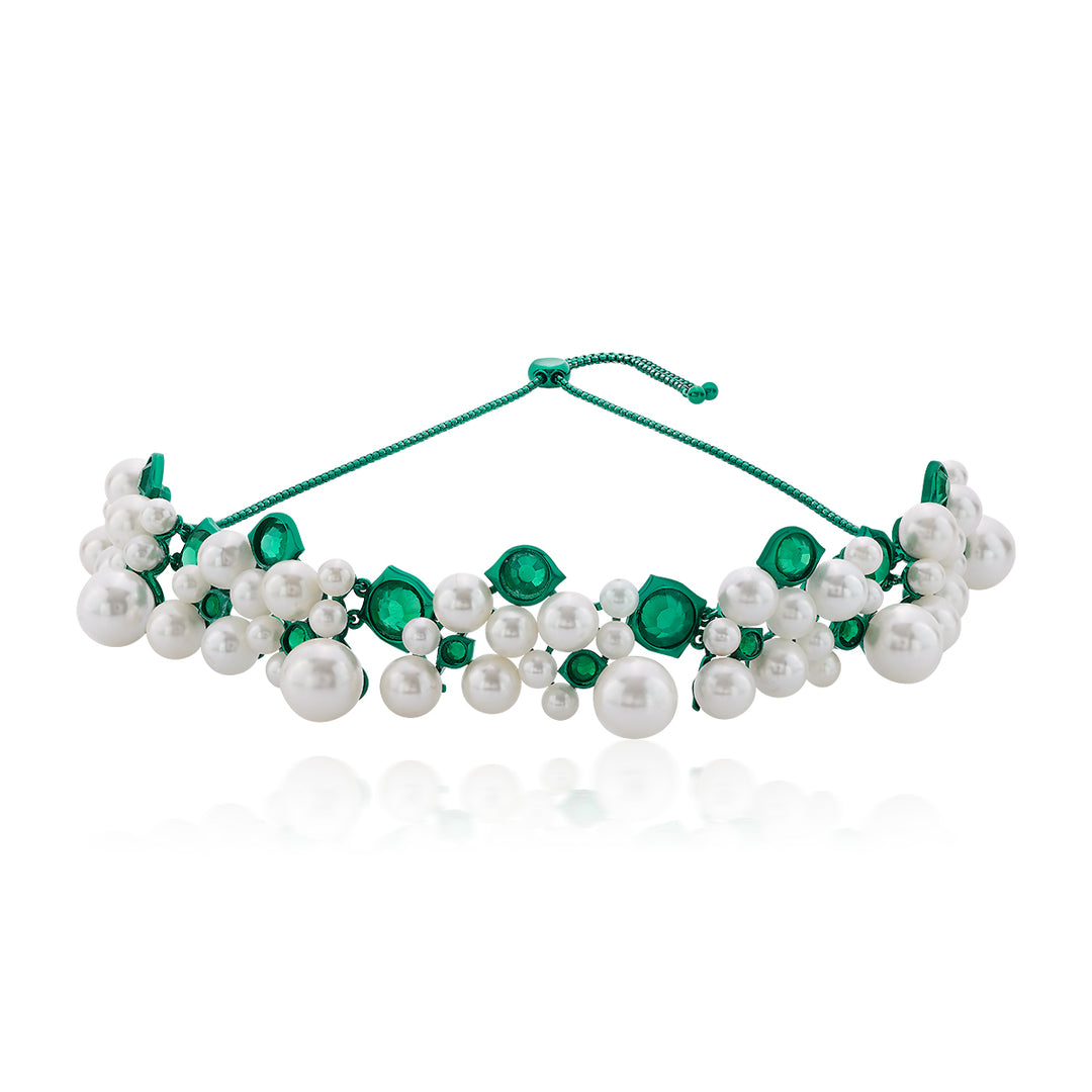 Zeenat Green Quartz Pearl Necklace - Isharya | Modern Indian Jewelry