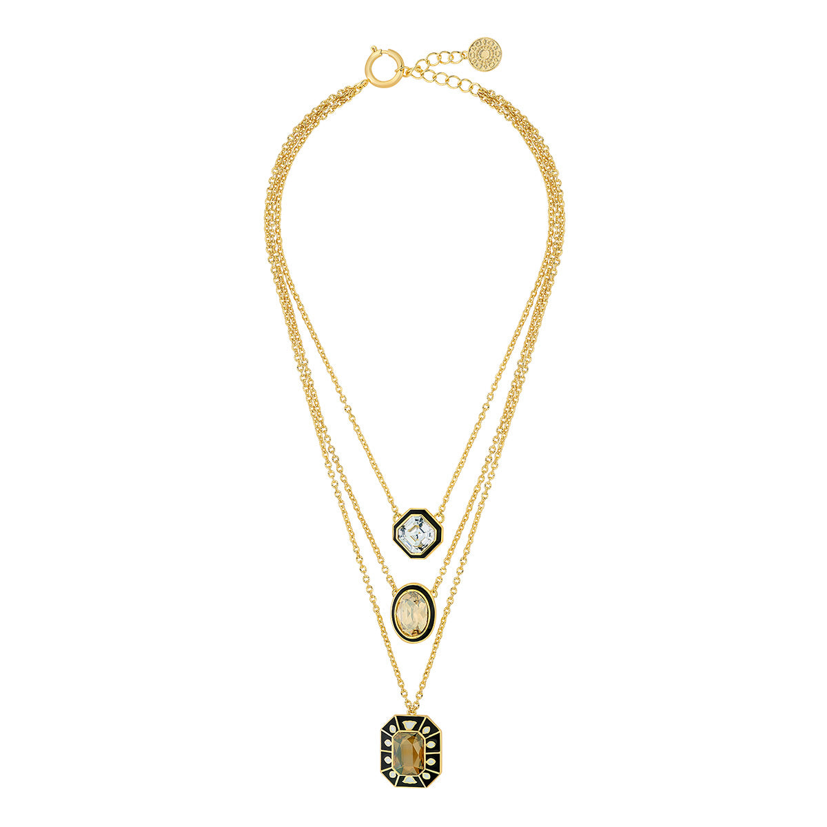 Blaze Enamel Crystal Layered Necklace