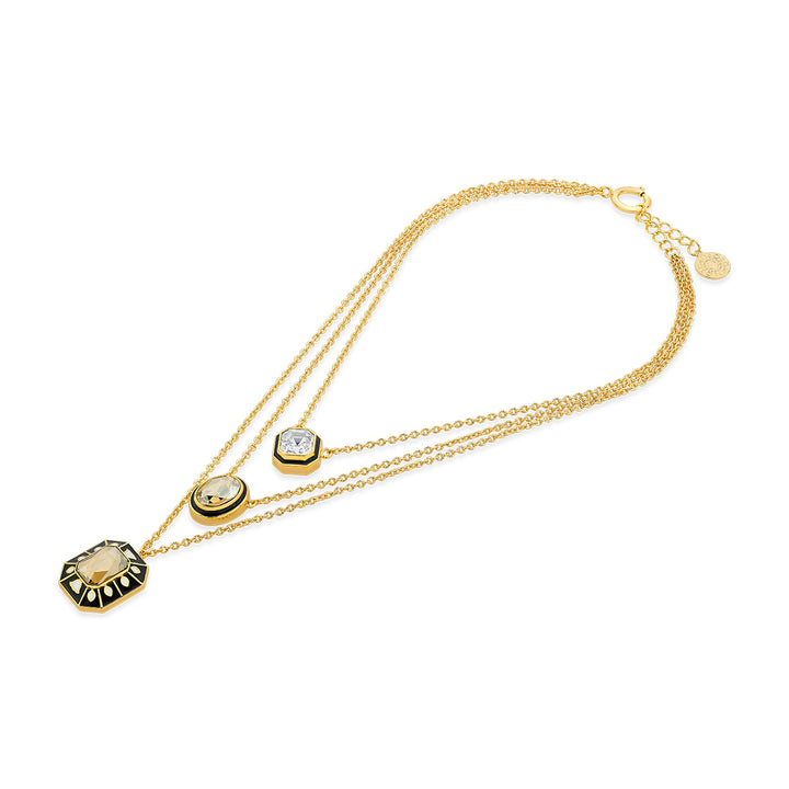 Blaze Enamel & Crystal Layered Necklace - Isharya | Modern Indian Jewelry