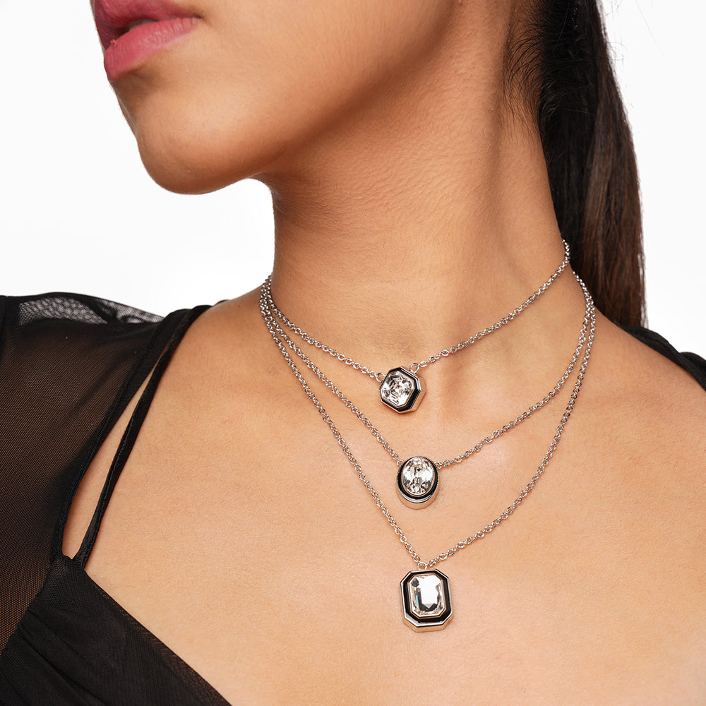 Bougie Crystal Layered Necklace - Isharya | Modern Indian Jewelry
