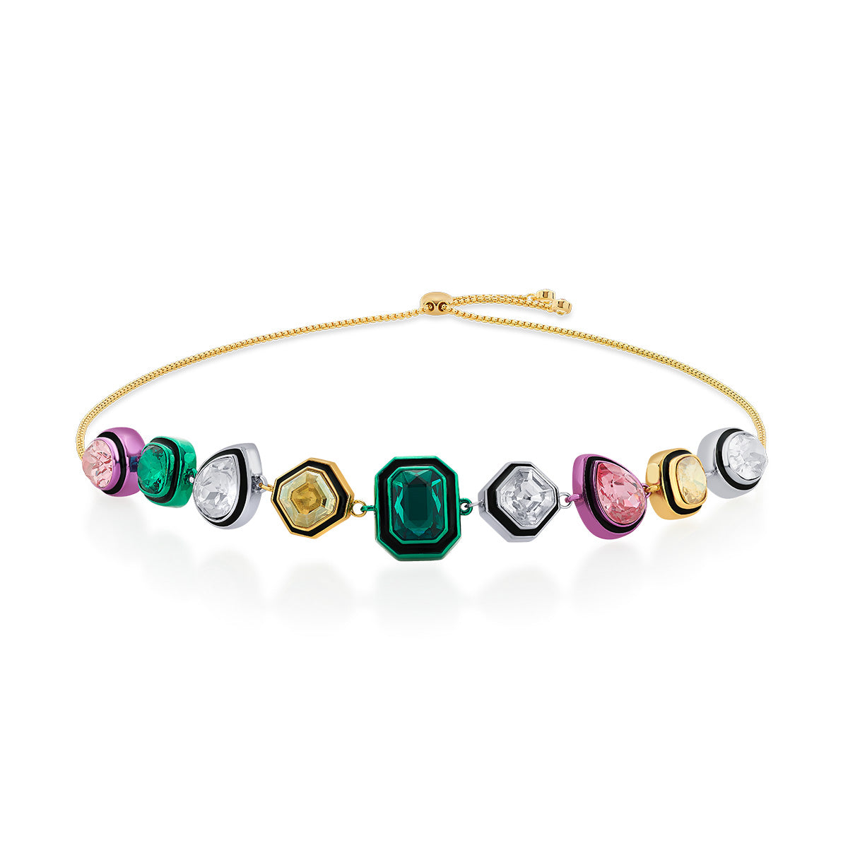 10K Yellow Gold Multi Color Stone Bracelet, 8.8g For Sale at 1stDibs
