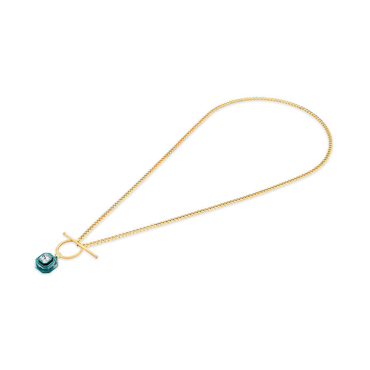B-dazzle Infinity Cut Green Crystal Toggle Necklace - Isharya | Modern Indian Jewelry