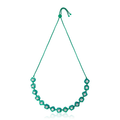B-dazzle Infinity Cut Green Crystal Collar Necklace - Isharya | Modern Indian Jewelry