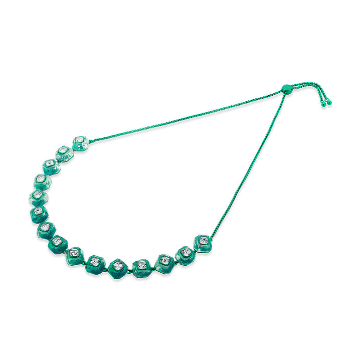B-dazzle Infinity Cut Green Crystal Collar Necklace