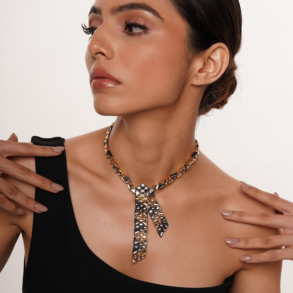 Very Varq Asymmetrical Necklace - Isharya | Modern Indian Jewelry