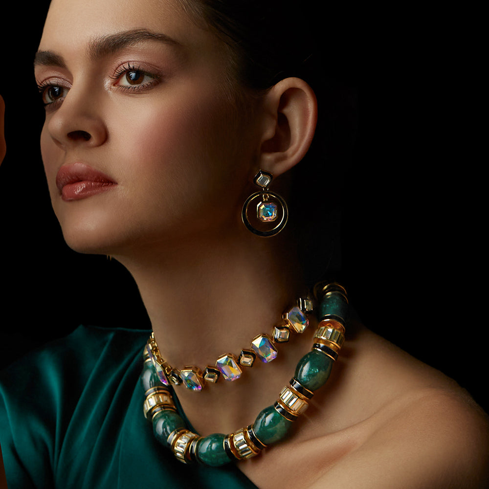 Meher Enamel Mirror Earrings - Isharya | Modern Indian Jewelry