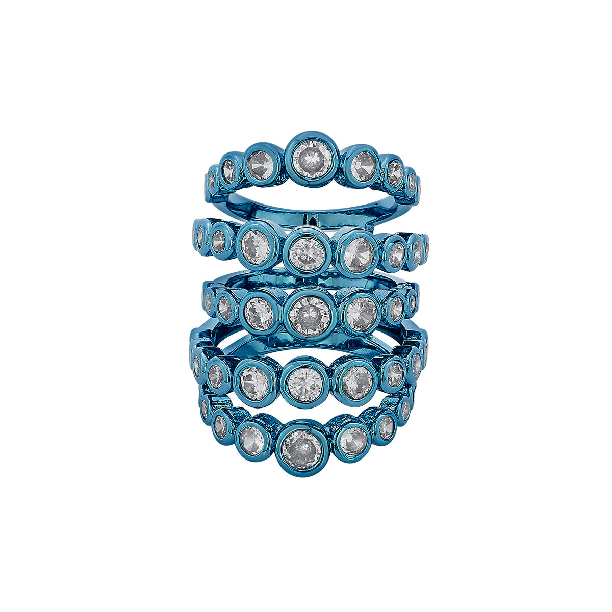 Aqua Blue  Quintuple Ring - Isharya | Modern Indian Jewelry