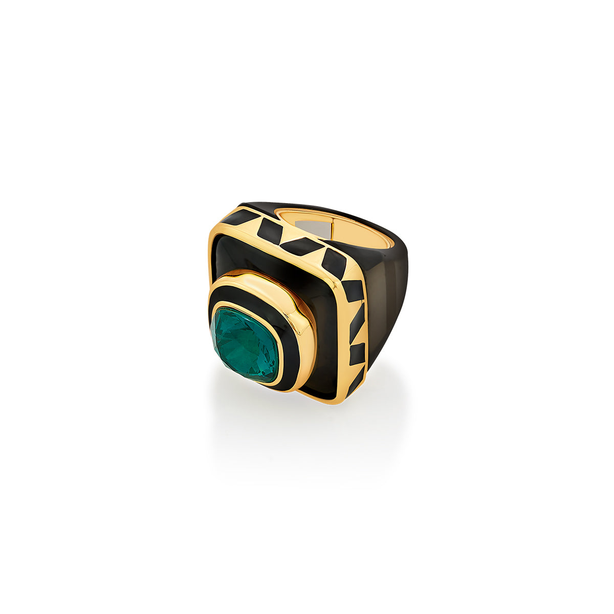 B-dazzle Green Crystal Resin Ring - Isharya | Modern Indian Jewelry