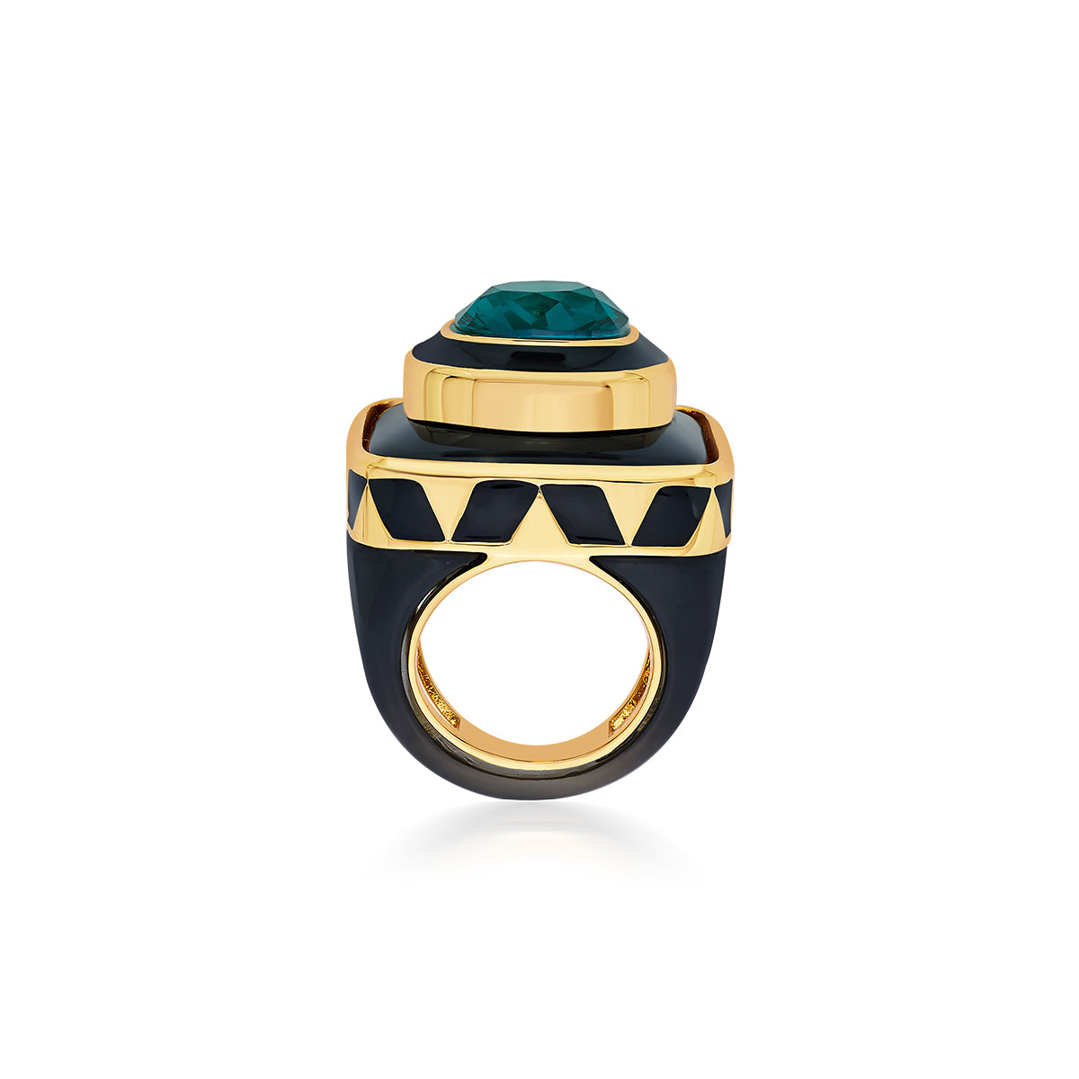 B-dazzle Green Crystal Resin Ring - Isharya | Modern Indian Jewelry