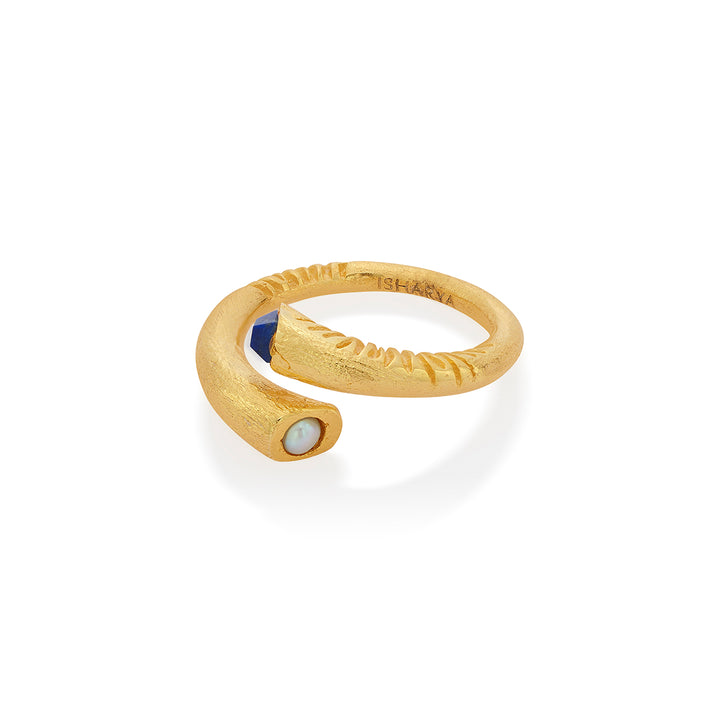 Mystic Pearl & Lapis Ring - Isharya | Modern Indian Jewelry
