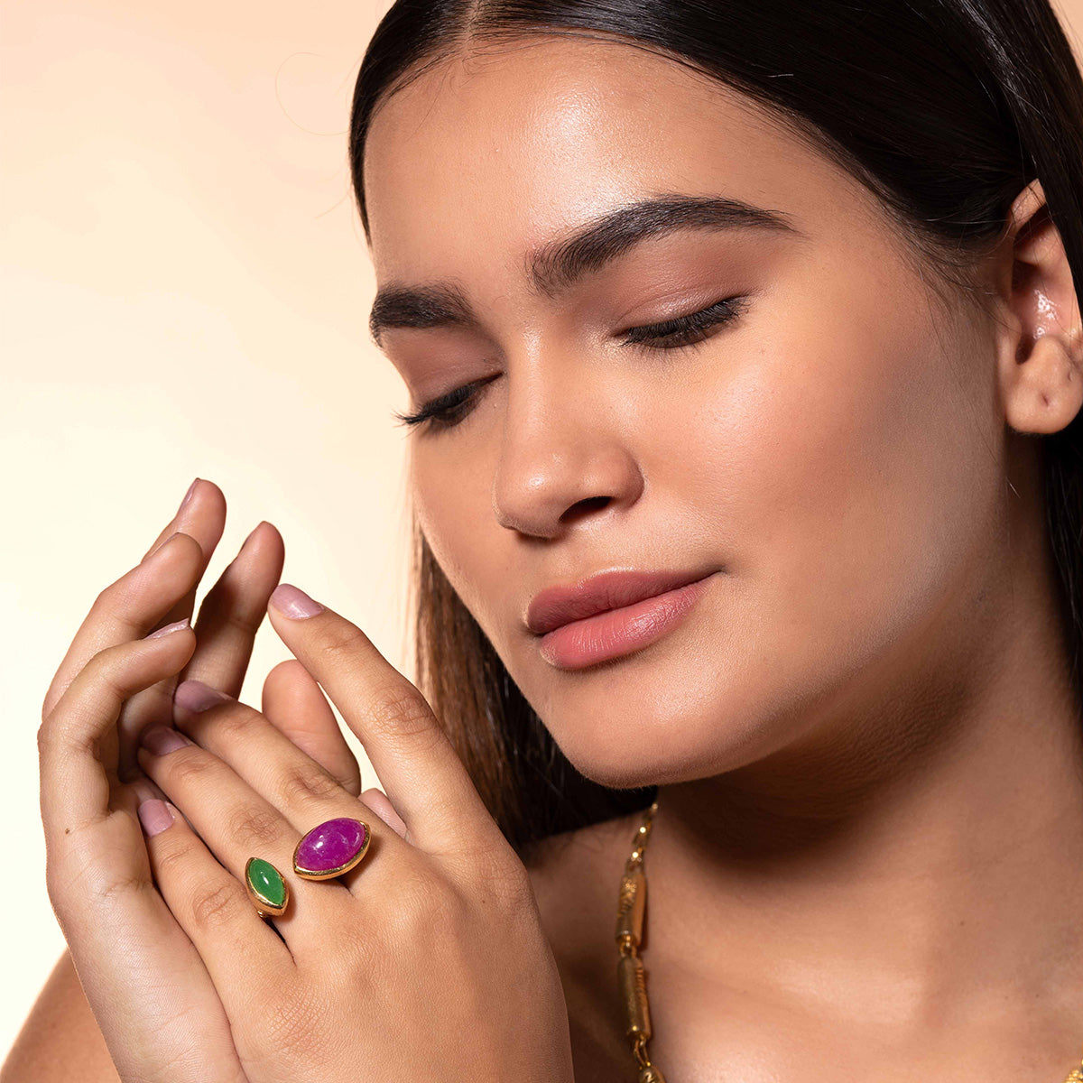 Aurora Duo-Stone Ring - Isharya | Modern Indian Jewelry