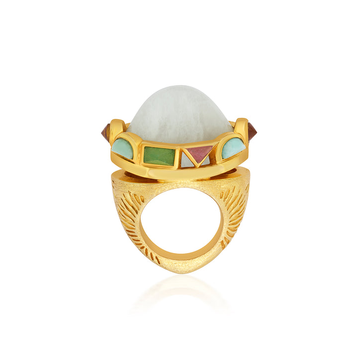 Galaxy White Jade Statement Ring - Isharya | Modern Indian Jewelry