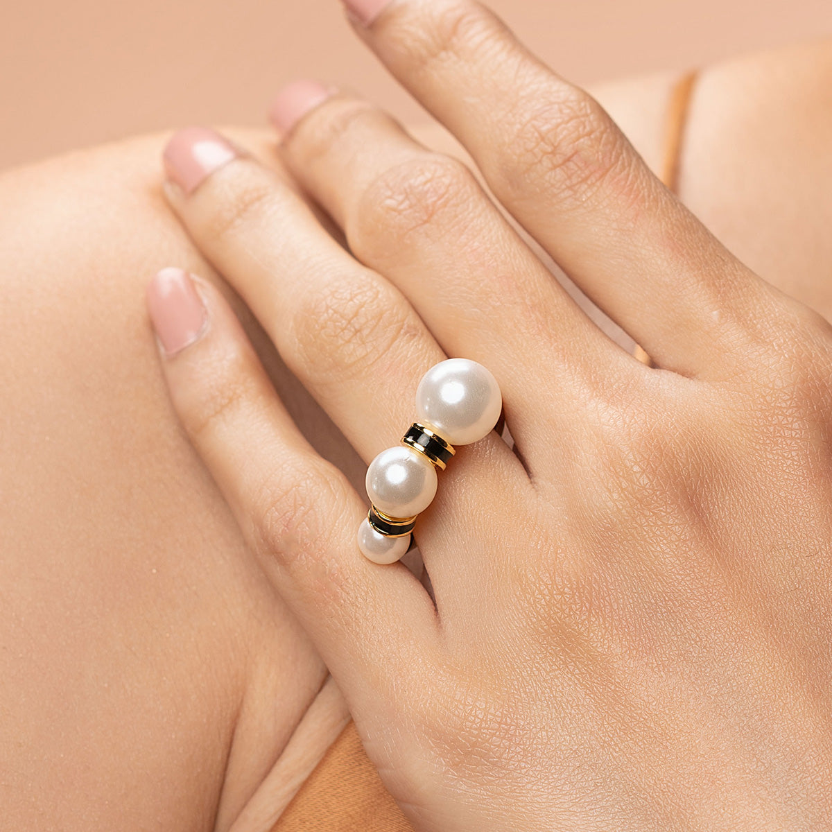 Amina Triple Pearl Ring - Isharya | Modern Indian Jewelry