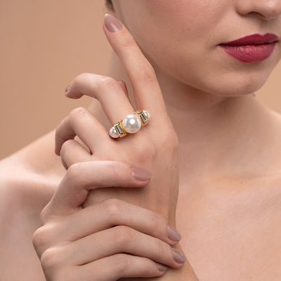 Amara Mirror Pearl Ring - Isharya | Modern Indian Jewelry