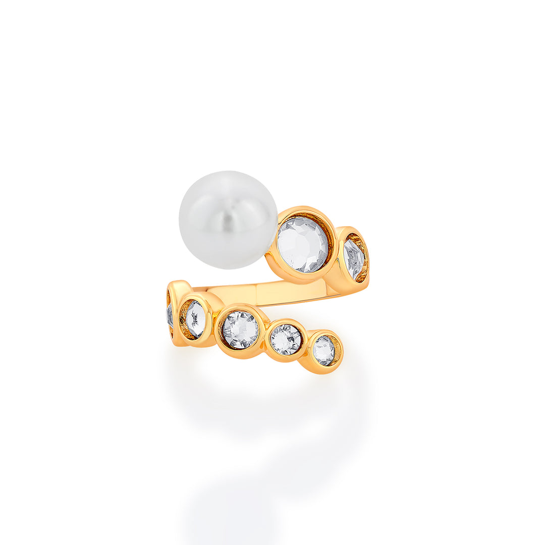 Amara Pearl Swirl Ring - Isharya | Modern Indian Jewelry