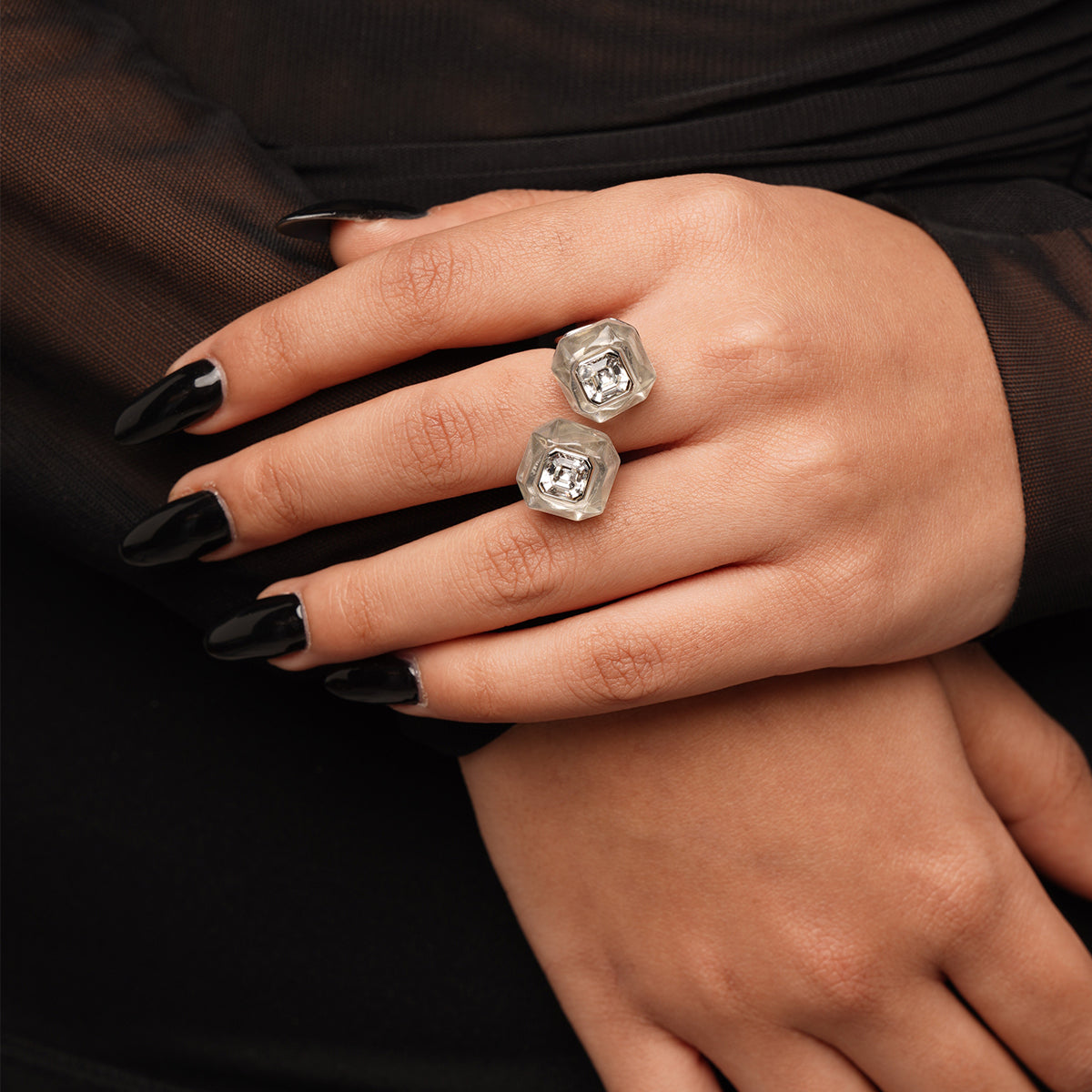 Bling Infinity Cut Crystal Ring - Isharya | Modern Indian Jewelry