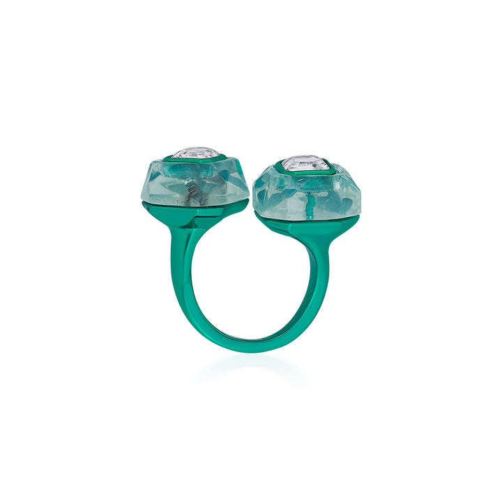 B-dazzle Infinity Cut Green Crystal Ring
