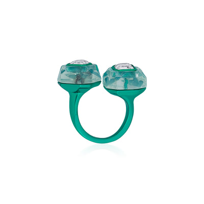B-dazzle Infinity Cut Green Crystal Ring - Isharya | Modern Indian Jewelry